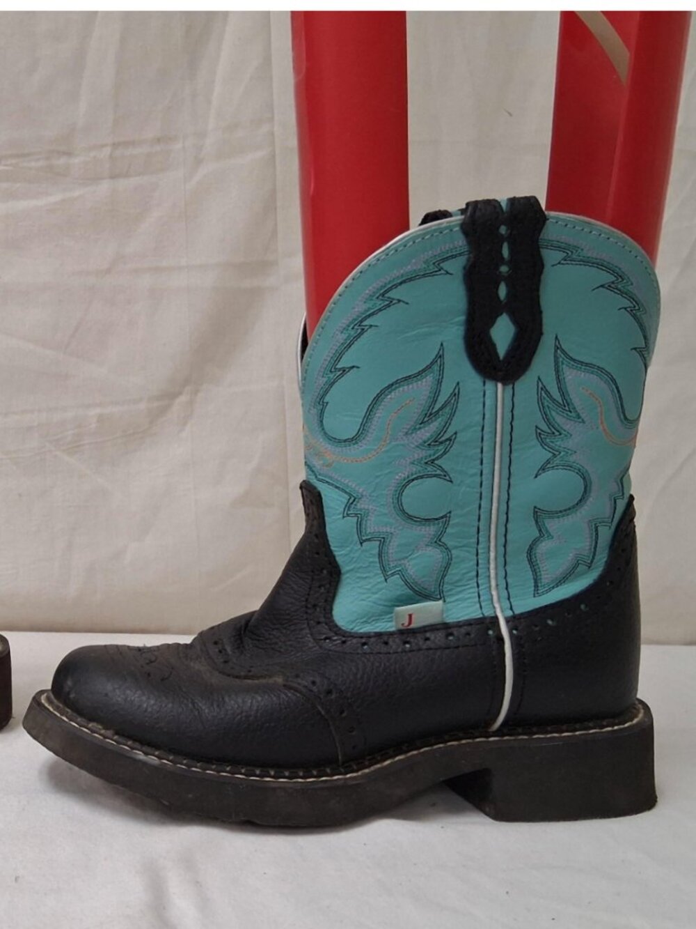 Justin Gypsy Black & Turquoise Leather Cowboy Boots - Women's 7B